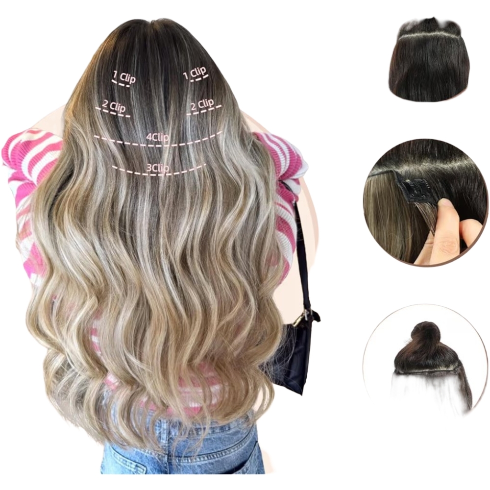 Luxurious Blonde Wavy Hair Extensions 6 Clips - Picture 2 of 4